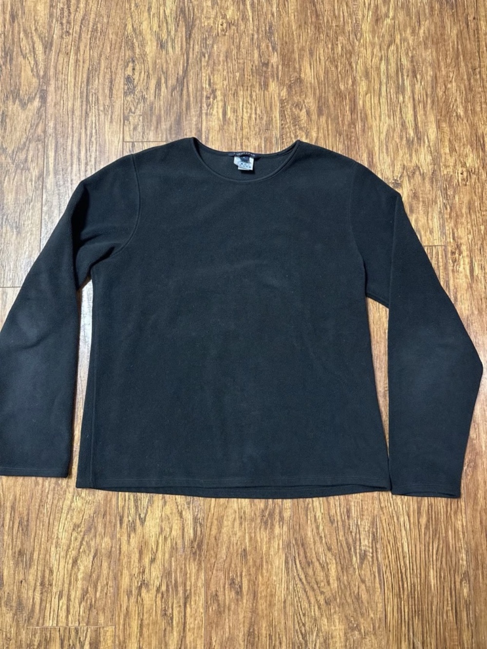 Land’s’ End Black Fleece Crewneck Long Sleeve Pullover Top Size Medium